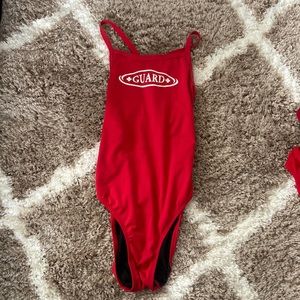 Red lifeguarding one piece, worn a couple times. In good condition